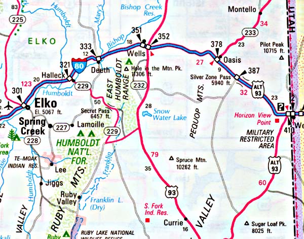 Ruby Mountains map.