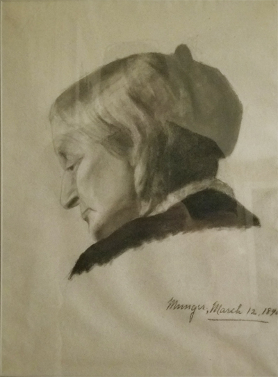 Drawing of a Woman in Profile.